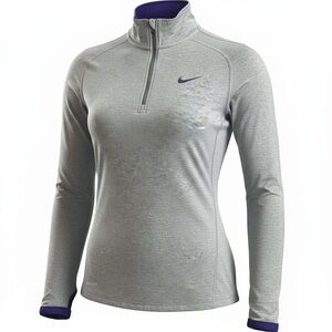 Nike Women's Gray and Purple Long Sleeve Quarter Zip